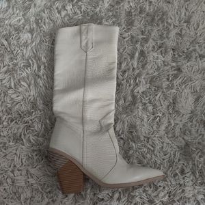 White cutout cowboy boots